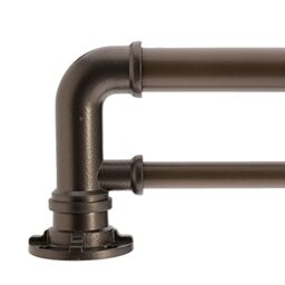 "Decopolitan 1"" Industrial Double Curtain Rod Set, 18 to 36 Inches, Dark Bronze"