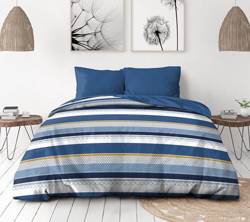 Home Linge Passion Stanis Duvet Cover Set, 240 x 260 cm, Blue