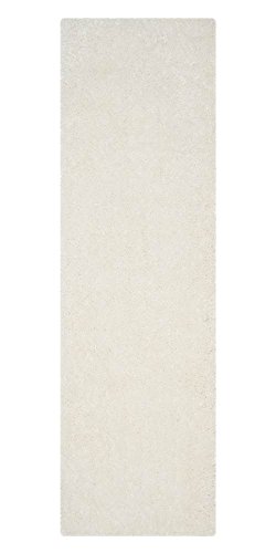 Safavieh Shag Rug for Living Room, Dining Room, Bedroom - Luxe Shag Collection, High Pile, in Ivory, 69 X 183 cm