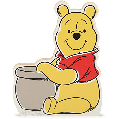 Open Road Brands Disney Winnie The Pooh and Hunny Pot Shelf Sitter Decor - Chunky Wood Block Cutout for Kids' Bedroom, Play Room or Nursery