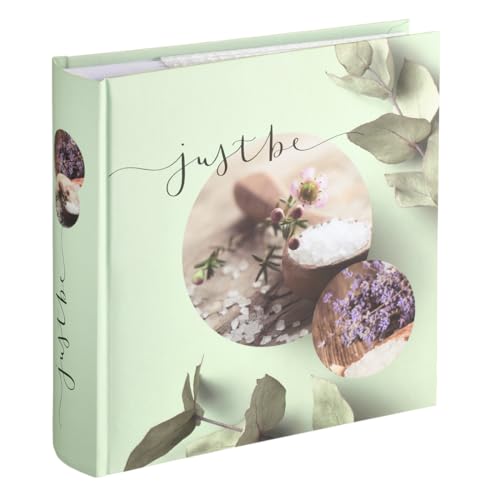 "Hama ""Relax"" Photo Album with Memo (Memory Album for Holidays, Birthdays, 22 x 22.5 cm, 100 Pages with Pockets for 200 Photos 10 x 15 cm, Memo Zone and SD Card Pocket) Green/Just Be"