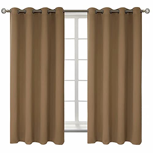 BGment Blackout Curtains for Living Room - Grommet Thermal Insulated Room Darkening Curtains for Bedroom, 2 Panels of 52 x 63 Inch, Taupe