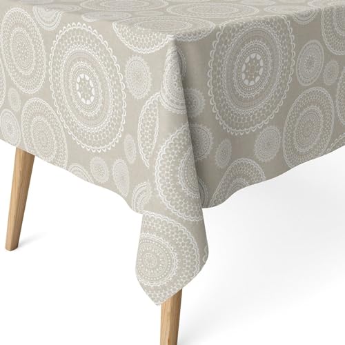 ECOMMERC3 - Stain Resistant Tablecloth for Rectangular Table Size 240 x 140 cm - Stain Resistant Extra Soft and Waterproof Tablecloth Beige