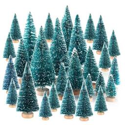 KUUQA 48Pcs Mini Sisal Trees Bottle Brush Trees Diorama Models Miniature Christmas Trees for Crafts, Christmas Party Home Decoration, Small Size Trees