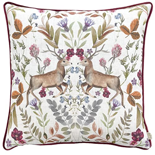 furn. Evans Mirrored Stag Polyester Filled Cushion (Red - 43x43cm)