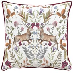 furn. Evans Mirrored Stag Polyester Filled Cushion (Red - 43x43cm)