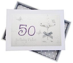 "White Cotton Cards C50T 12.5 x 17.5 x 2.5 cm Tiny ""50th Birthday Coupe Glass"" Photo Album, White"