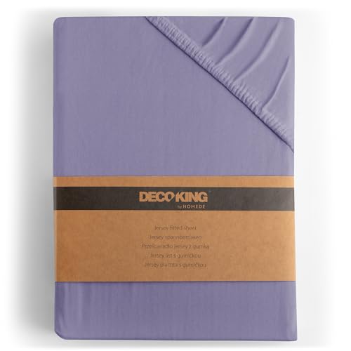 DecoKing Fitted Sheet Emperor II 100% Combed Cotton Soft Jersey Bed Sheet 200x200-200x220 cm Lavender Amber