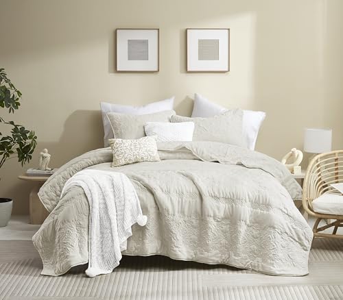 B2EVER Boho Light Beige Quilt Twin Size Bedding Sets with Pillow Sham, Bohemian Lightweight Soft Bedspread Coverlet, Quilted Blanket Thin Comforter Bed Cover for All Season, 2 Pieces, 68x90 inches