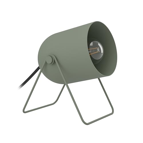 Eglo Small Bedside lamp Tilston, Table Light Fitting with Adjustable Spotlight, Living Room and Bedroom Lighting, Green Metal, E14 Socket, L 12.5 cm