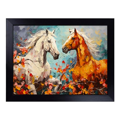 Lap Tray with Bean Bag Cushion, Horse Palette Knife - Handmade in the UK, Raised Wooden Edge, Padded Cushion, Heat-Resistant Wipe-Clean Surface, for Meals, Laptops and Crafts