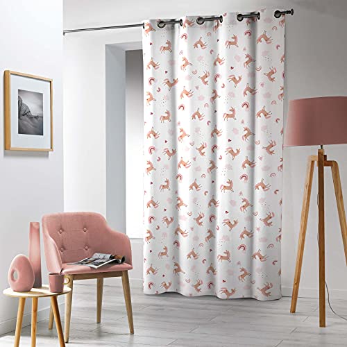 Douceur d'Interieur 140 x 240 cm Eyelet Curtain, Pink