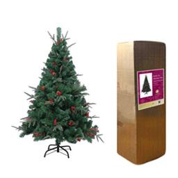 Gifts 4 All Occasions Limited SHATCHI-721 7ft Artificial Christmas Tree Naturally Decorated with Pine Cones and Barries with Frozen Tips, Green