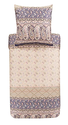 Bassetti Imperia 41 9323467 Bed Linen Set Cotton Mako Satin in Beige 2-Piece with Zip Closure 135 x 200 cm / 80 x 80 cm
