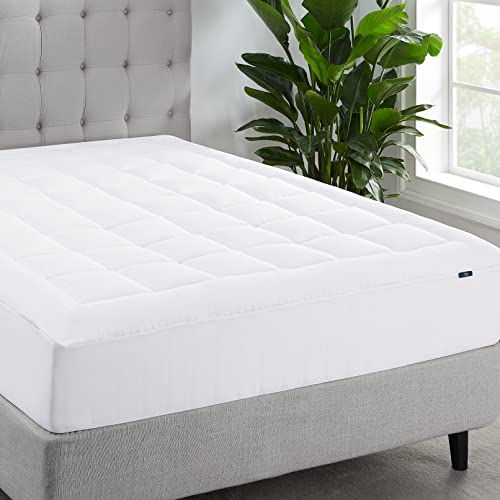 "Serta ComfortSure Twin Mattress Cover, Fitted Pillow Top Mattress Pad, Super Soft and Breathable Quilted Cotton Protector with 18"" Elastic Deep Pockets for Secure Fit, White"