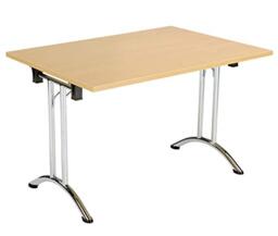 Office Hippo Folding Office Table, Sturdy & Stylish Computer Table Desk, Work Table For Home Office, Versatile Foldable Table For Meeting Room or Boardroom, 5 Year Guarantee - Oak/Chrome