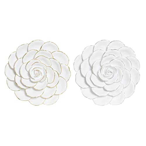 DKD Home Decor Brand Wall Decor Resin Flower (2 Pieces) (32 x 8 x 32 cm) (Reference: S3018981)