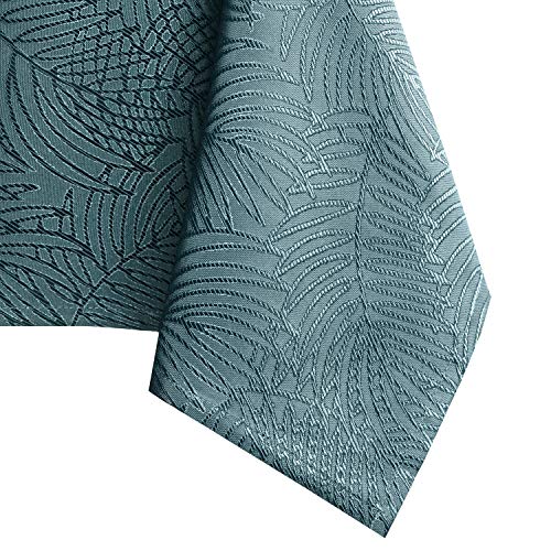 AmeliaHome Tablecloth Table Cover 110 x 110 cm Lotus Effect Water-Repellent Leaves Gaia Petrol 3623