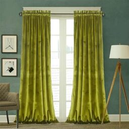 Roslynwood Velvet Curtains 2 Panels Set, Block Light Thermal Insulated Velour Rod Pocket Drapes for Bedroom and Living Room (52 x 84 inch, OliveGreen)