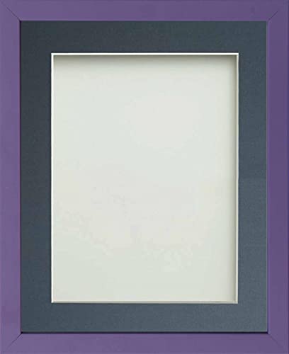 Frame Company Jellybean Range Purple Wooden 12x10 inch Picture Photo Frame with Blue Mount for Image 8x6 inch * Choice of Colours & Sizes* Fitted with Perspex