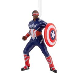 Hallmark Collectable MARVEL Captain America Ornament, Christmas Tree Decoration, Red, Blue & White