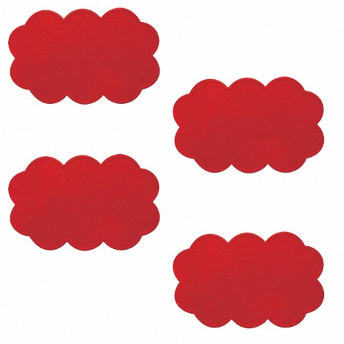 MSV PVC Non-Slip Clouds Mats, Set of 4, Red