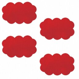 MSV PVC Non-Slip Clouds Mats, Set of 4, Red