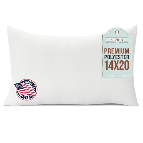 "Pillowflex Premium Polyester Pillow Insert - 14""x20"" Pillow Form - Machine Washable, Accent Throw Insert, Lumbar Pillow Insert for Sham - Back, Travel Pillow, Neck Pillow - 1 Decorative Pillow"