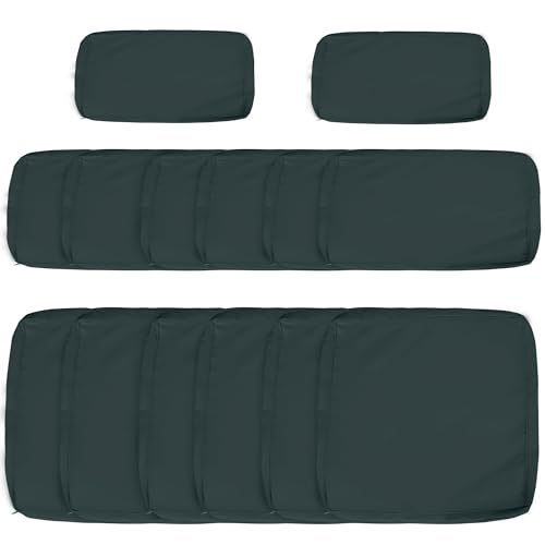 Outsunny Replacement Cushion Covers for Garden Sofa Set, Garden Rattan Sofa Cushion Polyester Cover Replacement Outdoor - No Cushion Included, Grayish Green