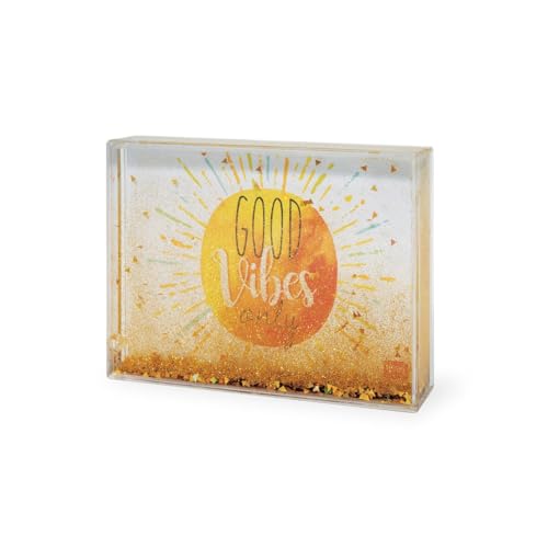 Legami - Photo Frame with Glitter, 16 x 11 cm, in PC and Liquid, Yellow Glitter Variant, Table Photo Frame, a Replaceable Photo Included