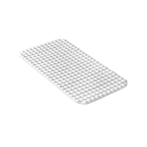 TATAY Non Slip Bath Mat - 50% Recycled Material - Strong Suction Cups & Comfortable Feel Durable - Soft Touch - 68x37 cm – White
