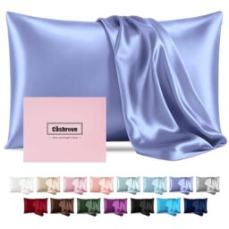 Pillowcase for Hair and Skin Mulberry Silk Soft Breathable Smooth Both Sided Natural Pillowcase with Zipper Beauty Sleep 1 Pc for Gift (Standard, Cornflower Blue)