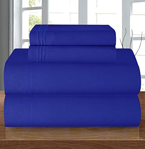 Elegant Comfort Bedding Set, Deep Pocket up to 16inch, Microfiber, Royal Blue, Full