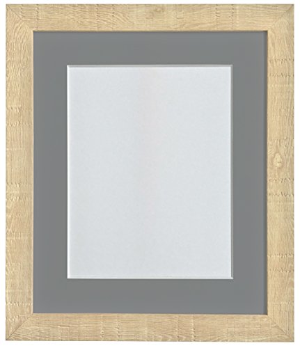 FRAMES BY POST Deep Grain Picture Photo Frame, Recycled Plastic, Light Brown with Dark Grey Mount, 14 x 11 Image Size 10 x 8 Inch