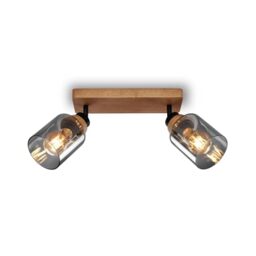 BRILONER - Ceiling lamp, Ceiling lamp, lamp, Smoked Glass, Swivel, Living Room lamp, Bedroom lamp, Kitchen lamp, Black-Wood
