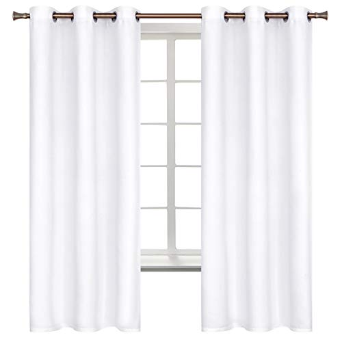 BGment White Curtains 63 Inch Length for Bedroom - Room Darkening Thermal Insulated Grommet Drapes Window Treatment, Set of 2 Panels, 42 x 63 Inch, Pure White
