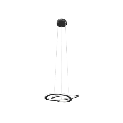Eglo LED Pendant Lighting Rolimare, Curved Hanging lamp for Dining Table, Ceiling Light Fitting for Living Room, Black Metal and White Plastic, Neutral White, Ø 42 cm