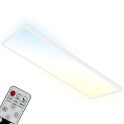 Briloner - LED Ceiling Light, Dimmable Ultra Slim Panel Lamp, 58x20x3 cm, Backlight Effect, CCT Adjustable Light, Flush Mount, Remote Control, Night-Light Function, 23W, Living Room, Kitchen, White