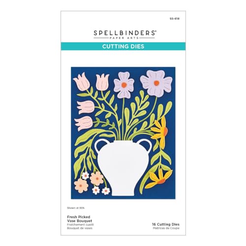 Spellbinders Metal Etched Dies, Fresh Picked Vase Bouquet from The More Fresh Picked Collection, Dies for Paper Crafting