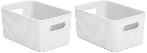Tatay 7010201 Storage Box Baobab, 5L Capacity, Polypropylene, BPA free, Pergamon White. Measures 18.1 x 27.2 x 13 cm (Pack of 2)
