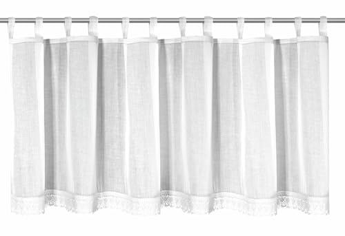 Gardinia Bistro Curtain Voile with Lace Hem White 150 x 45 cm