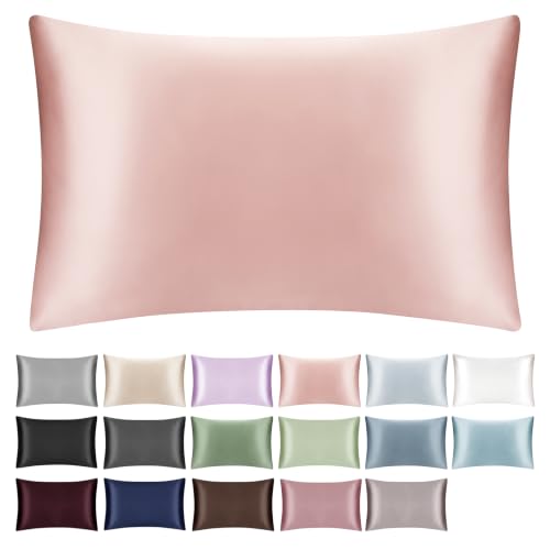 "SILKTALE 100% Mulberry Silk Toddler/Travel Pillowcase,Both Sides 19MM Silk Small Pillow Case with Hidden Zipper for Kids/Baby 1pc,Blush Pink,13""x18"""