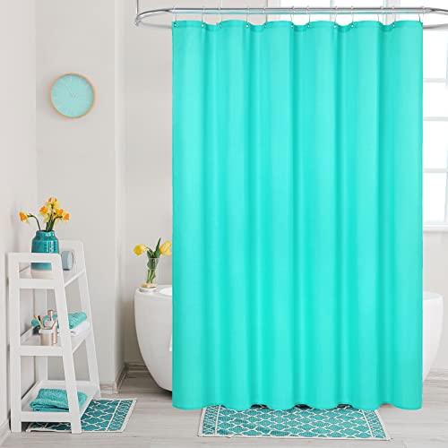 "MitoVilla Fabric Small Shower Stall Curtain Liner, 36"" W x 72"" H Bathroom Shower Curtain Liner, Hotel Quality, Washable, Water Repellent, Teal Bath Shower Liners"