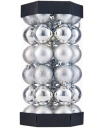 WeRChristmas 42 Piece Shatterproof Bauble Pack, Silver, 6 cm