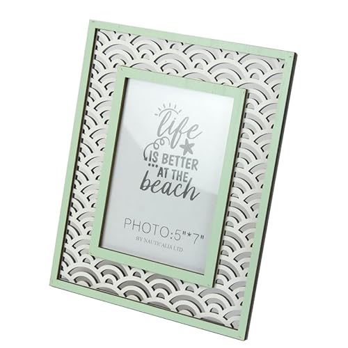 Nauticalia Photo Frame with Cutout Waves, green, 27x22cm