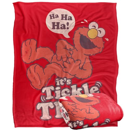 Sesame Street Tickle Me Elmo Tickle Time Silky Touch Super Soft Throw Blanket 152 X 127 Cm
