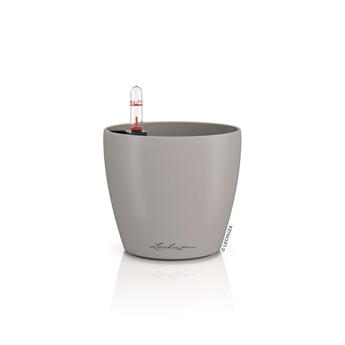 Lechuza Classico Color 14 Table Pot Sand Brown Planter with Watering System, Water Level Indicator and Plant Insert, Matte Surface, Diameter 15 x 13.5 cm, 16697