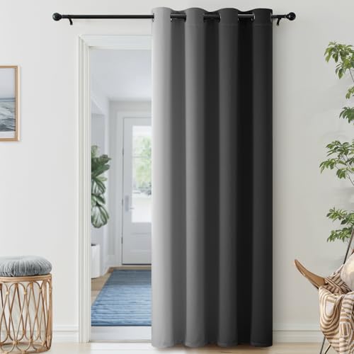 SimpleHome Black to White Ombre Room Darkening Curtains 84 inches,1 Panel - Curtains for Bedroom,Thermal Insulated Grommet Gradient Drape,Light Blocking Window Curtain for Living Room,1 Panel,52Wx84L