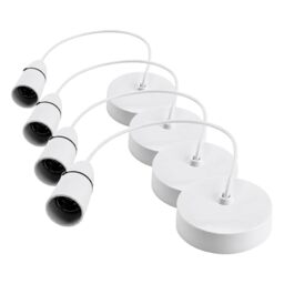 Status Ceiling Pendant Light Fitting, 9-Inch White Bayonet Pendant for Ceiling, Pre‑Wired with Cord Grip, Indoor Lighting Fixture, S9INCPB4 (Pack of 4)