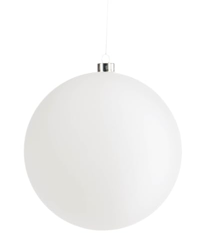 White Velvet Christmas Bauble 20 cm, Extra Large Tree Ornament